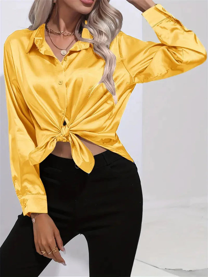 Alison Satin Blus | Elegant skjorta med knappar för kvinnor