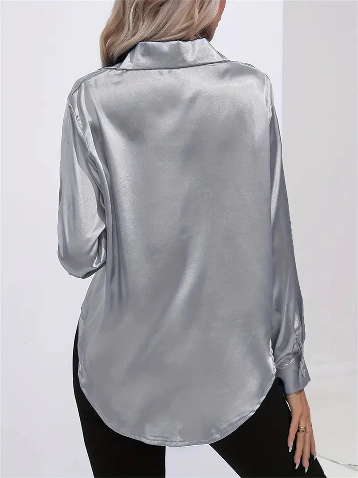 Alison Satin Blus | Elegant skjorta med knappar för kvinnor