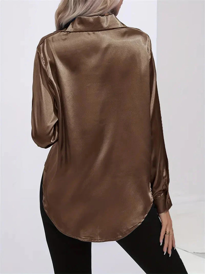Alison Satin Blus | Elegant skjorta med knappar för kvinnor