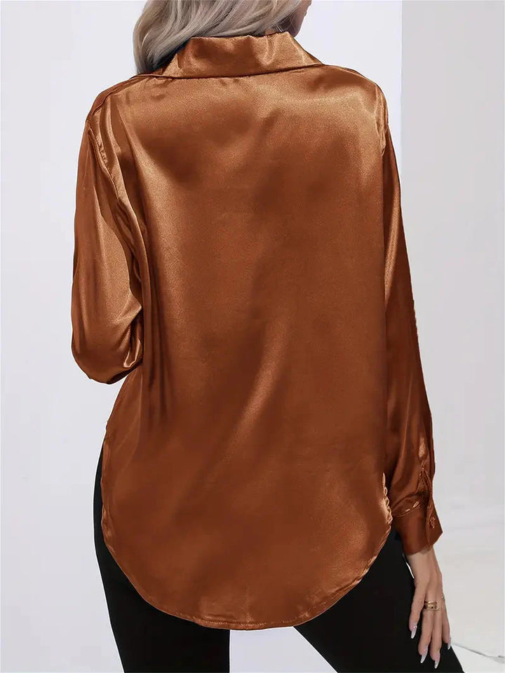 Alison Satin Blus | Elegant skjorta med knappar för kvinnor