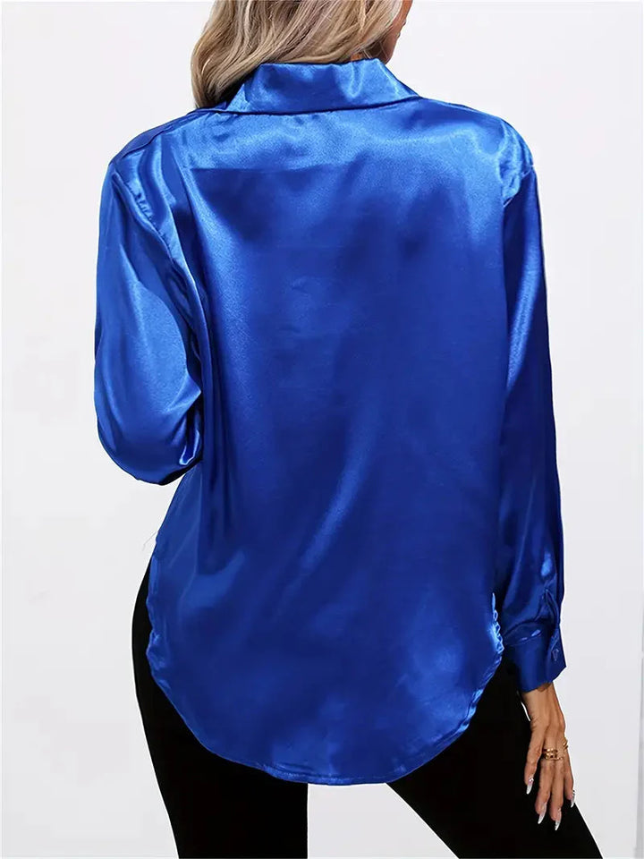 Alison Satin Blus | Elegant skjorta med knappar för kvinnor