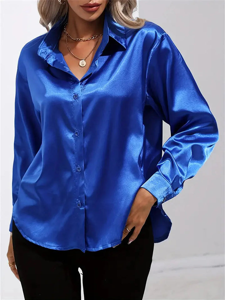 Alison Satin Blus | Elegant skjorta med knappar för kvinnor
