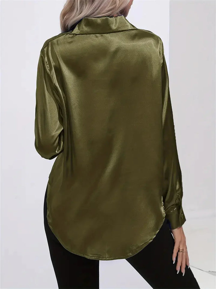 Alison Satin Blus | Elegant skjorta med knappar för kvinnor