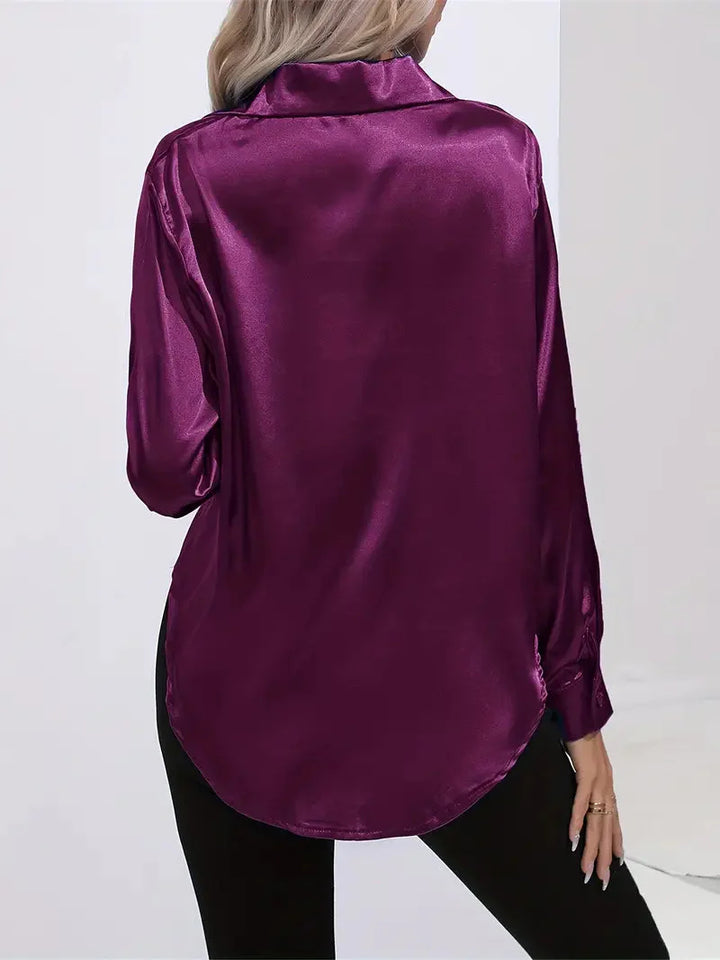 Alison Satin Blus | Elegant skjorta med knappar för kvinnor