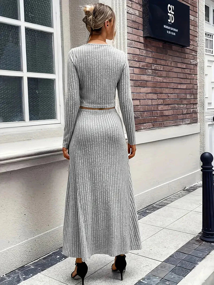 Amadora Matchande set | Snygg kjol & långärmad skjorta för kvinnor