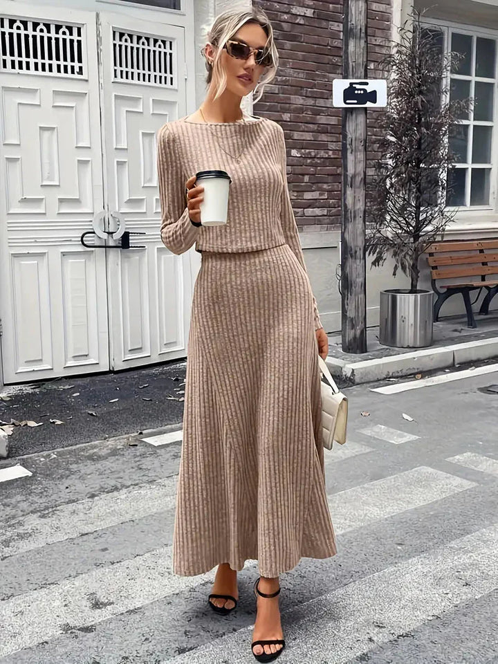 Amadora Matchande set | Snygg kjol & långärmad skjorta för kvinnor