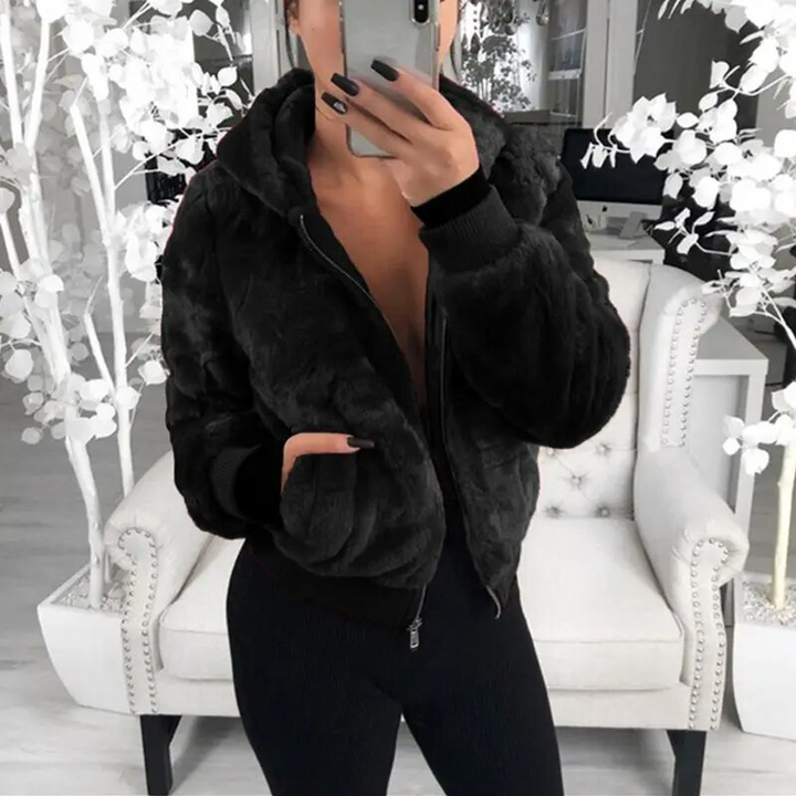 Anessa Furry Hoodie | Huvtröja med dragkedja i fuskpäls för kvinnor