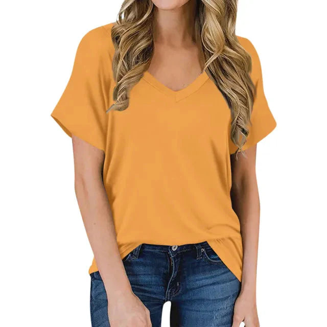 Anna - Vanlig T-shirt med V-ringning