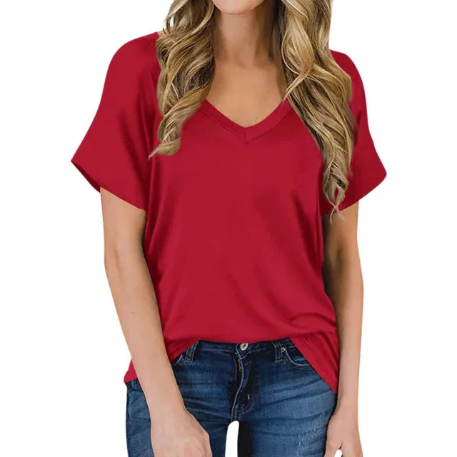 Anna - Vanlig T-shirt med V-ringning