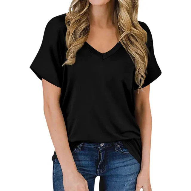 Anna - Vanlig T-shirt med V-ringning