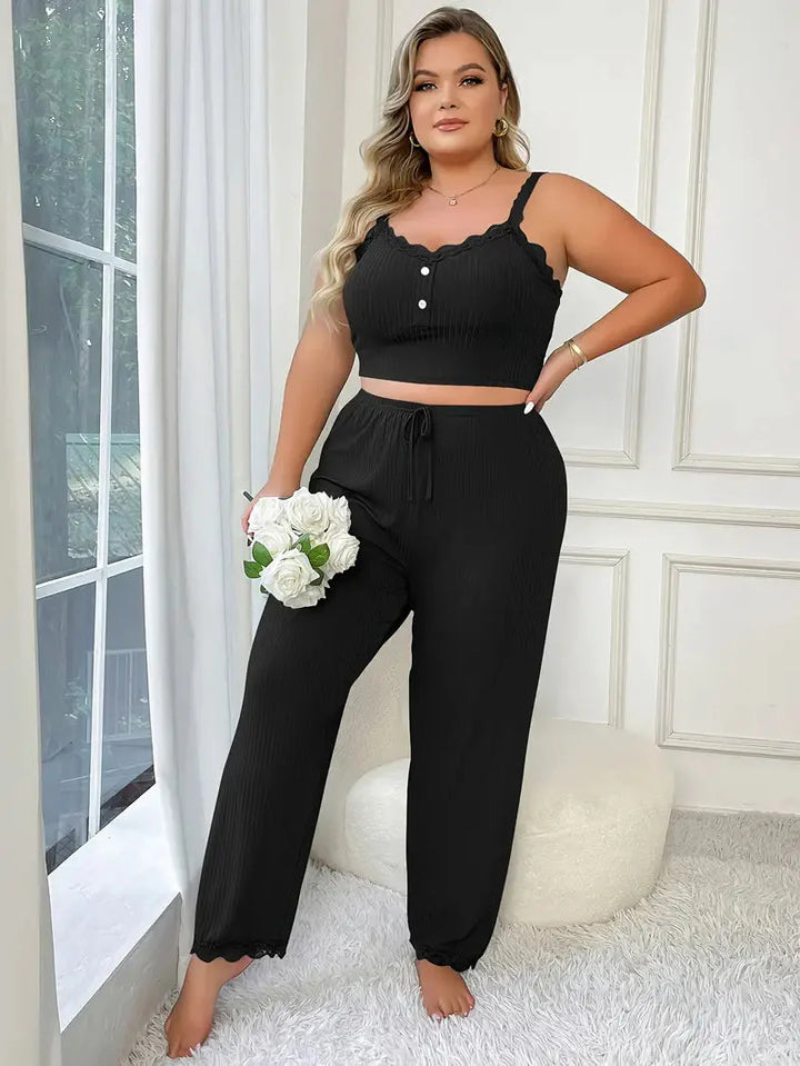 Annastina loungewear-set | Ärmlöst pyjamasset i stor storlek för kvinnor