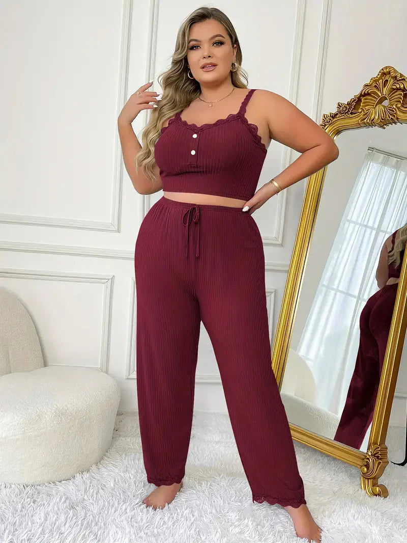 Annastina loungewear-set | Ärmlöst pyjamasset i stor storlek för kvinnor