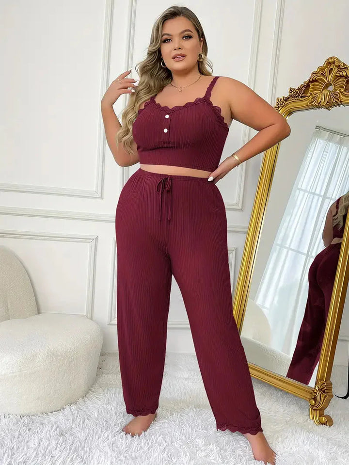 Annastina loungewear-set | Ärmlöst pyjamasset i stor storlek för kvinnor