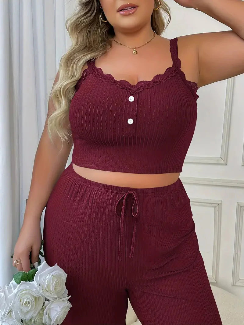 Annastina loungewear-set | Ärmlöst pyjamasset i stor storlek för kvinnor