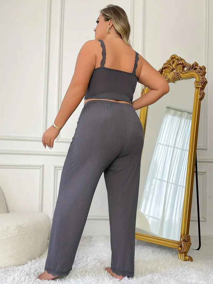 Annastina loungewear-set | Ärmlöst pyjamasset i stor storlek för kvinnor