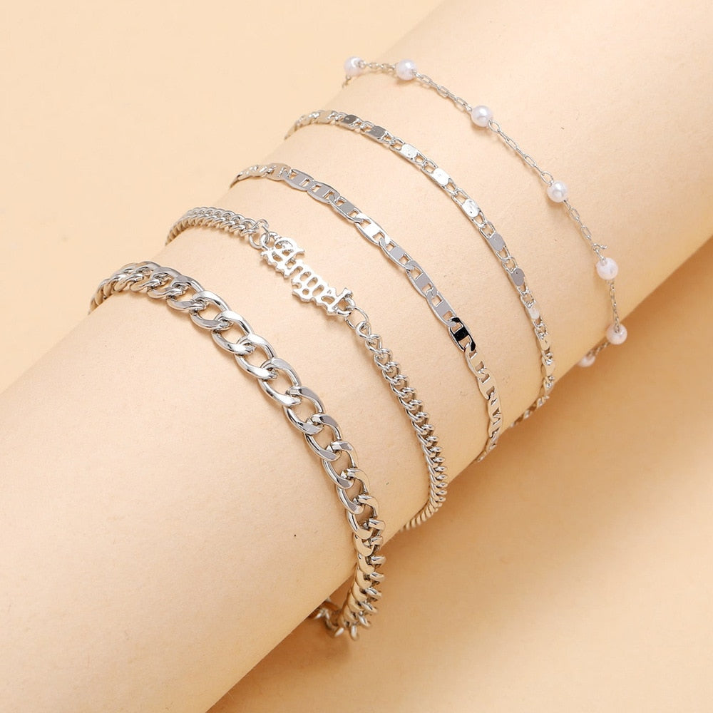 Armbandsset – Silver – Guld – Armband för kvinnor – Dam smycken