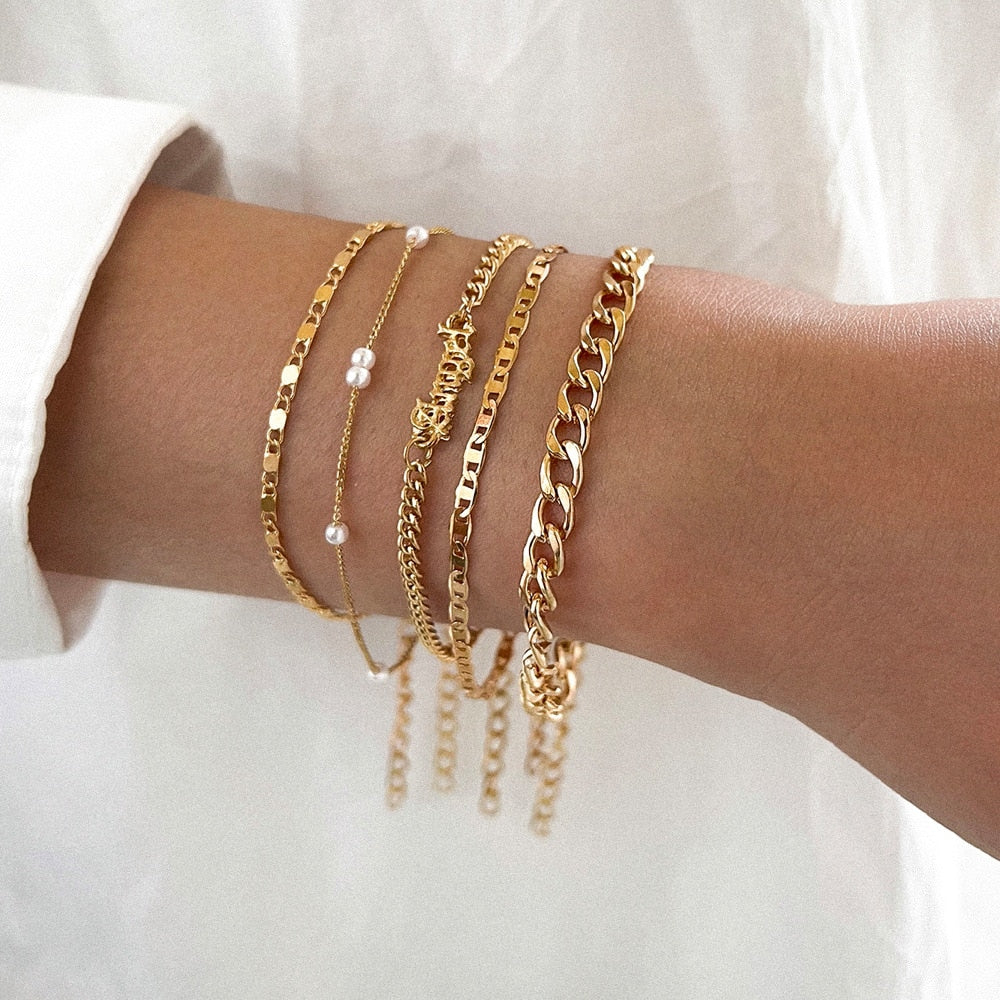 Armbandsset – Silver – Guld – Armband för kvinnor – Dam smycken