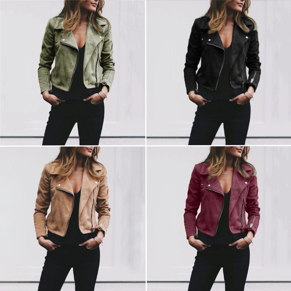 Bikerjacka | Suedette | Zip-Up | Suede Jacket | Damjacka