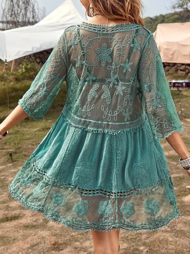 Bikiniöverdrag - Lace - Se igenom - Täckande klänning - Boho-stil