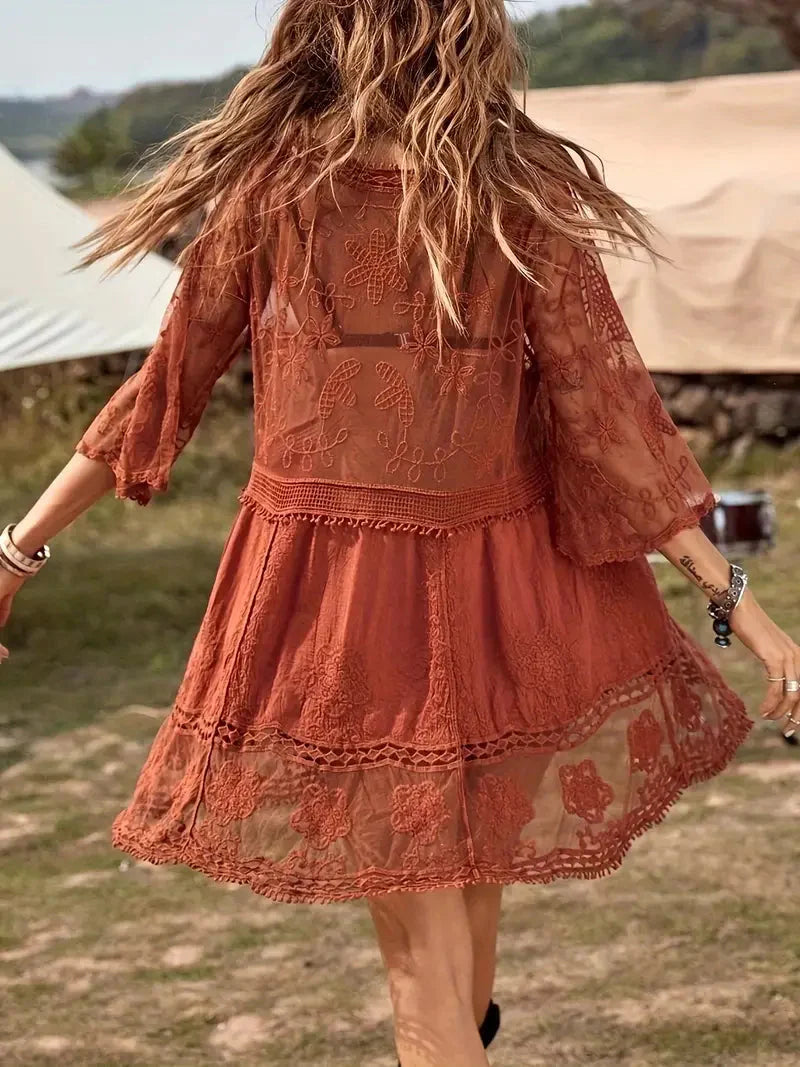 Bikiniöverdrag - Lace - Se igenom - Täckande klänning - Boho-stil