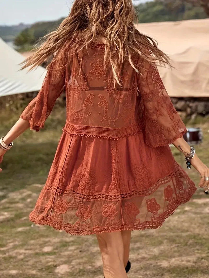 Bikiniöverdrag - Lace - Se igenom - Täckande klänning - Boho-stil