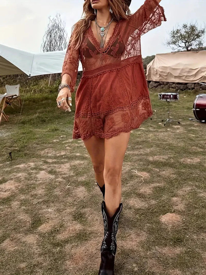 Bikiniöverdrag - Lace - Se igenom - Täckande klänning - Boho-stil