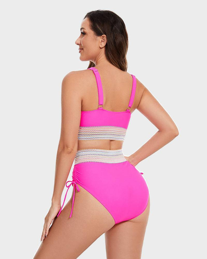 Bikiniset – Tvådelat – V-ringad – hög midja – dambadkläder