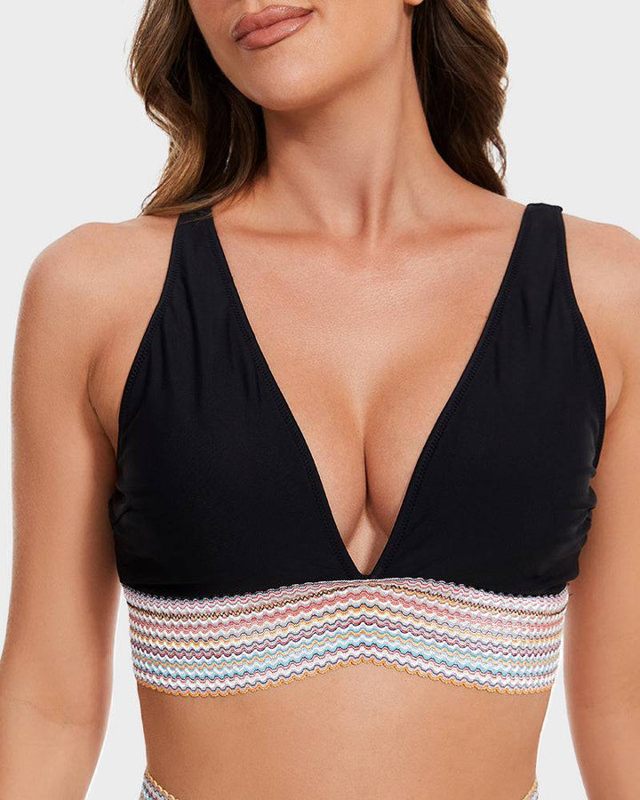 Bikiniset – Tvådelat – V-ringad – hög midja – dambadkläder
