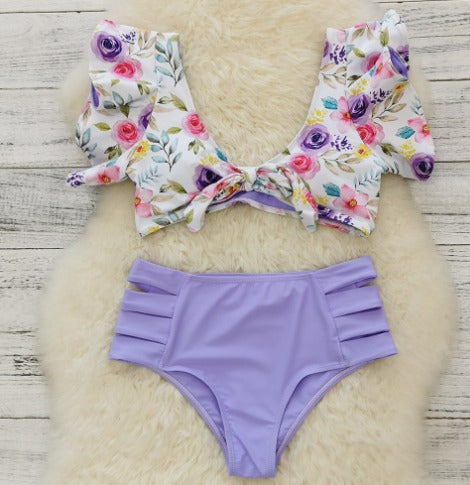 Bikiniset - Tvådelat - Volangärmar - Bikini med hög midja - Damunderkläder