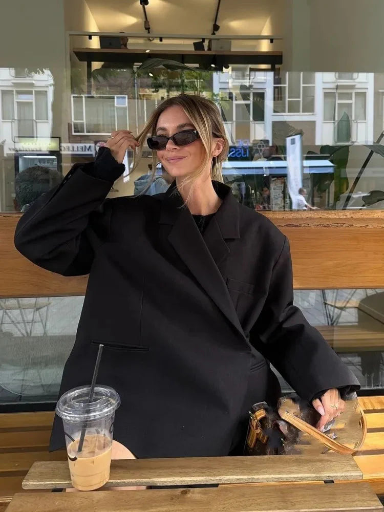 Blazerjacka - Loose Fit Oversized höstjacka för kvinnor