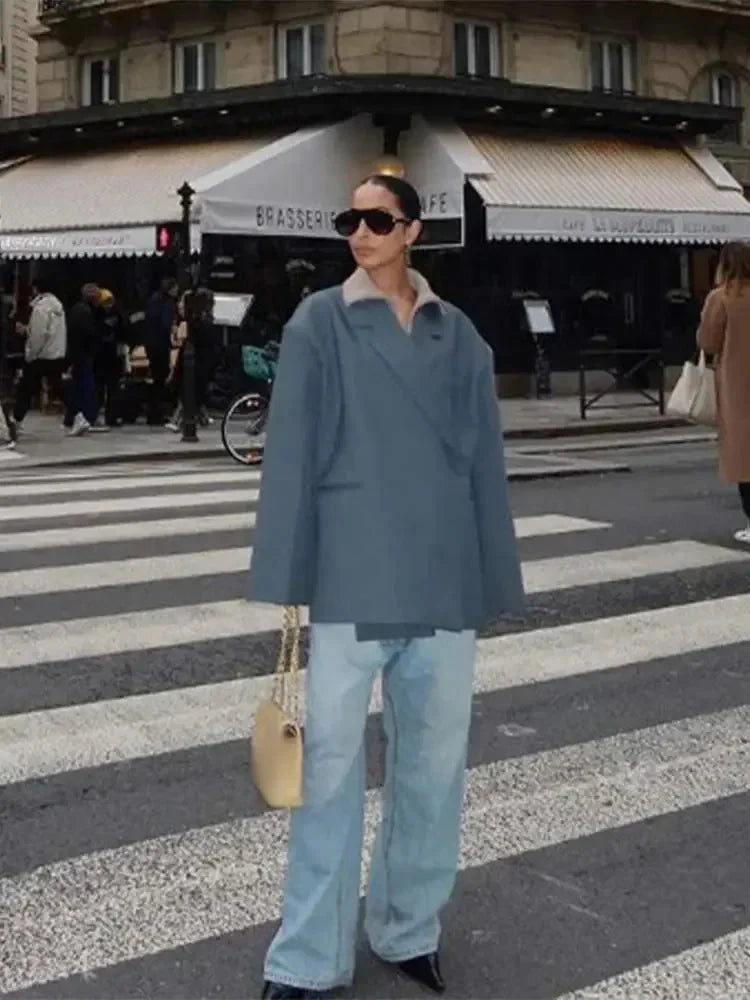 Blazerjacka - Loose Fit Oversized höstjacka för kvinnor