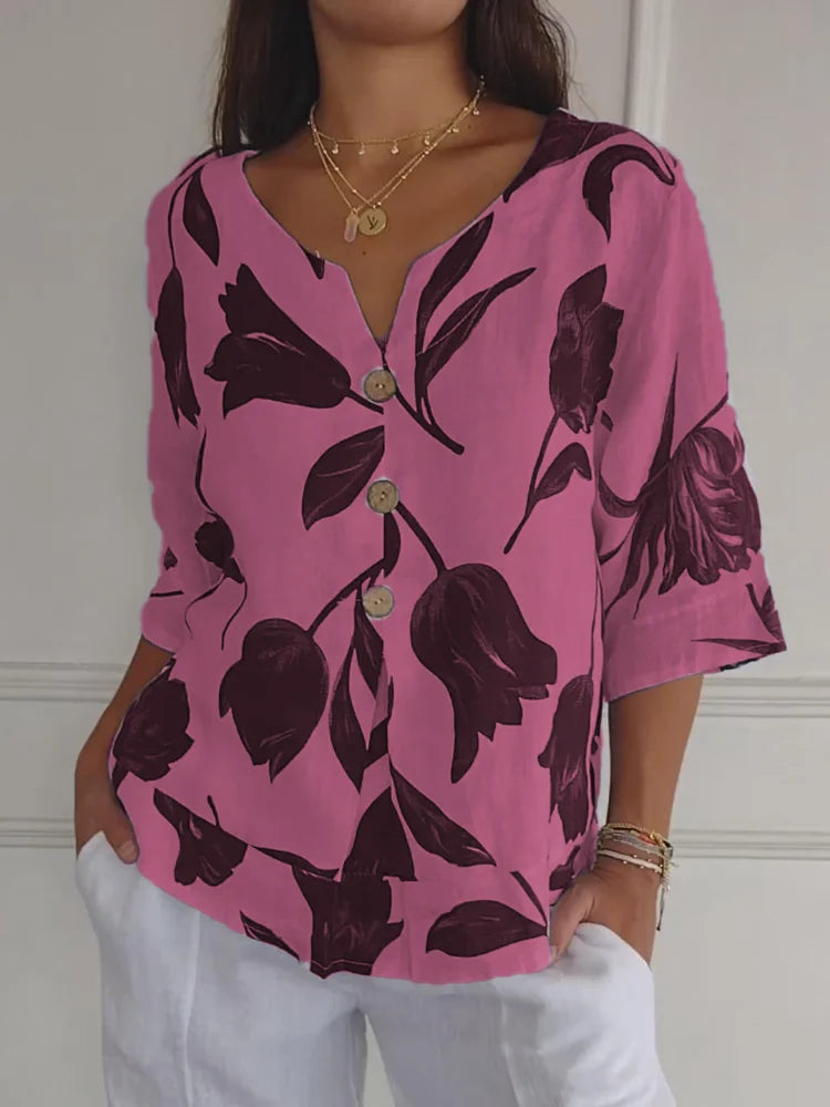 Blommig Blus | Oversized | Loose Fit | Knappblus | Damkläder