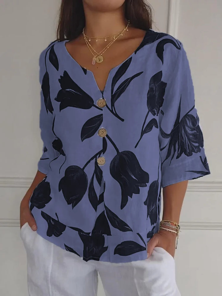 Blommig Blus | Oversized | Loose Fit | Knappblus | Damkläder