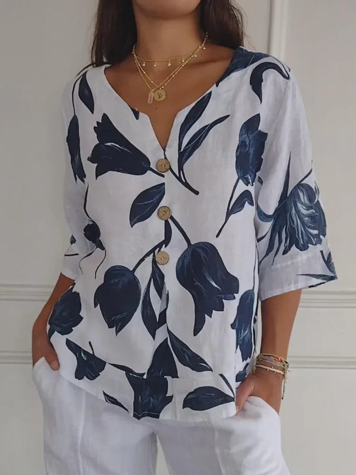 Blommig Blus | Oversized | Loose Fit | Knappblus | Damkläder