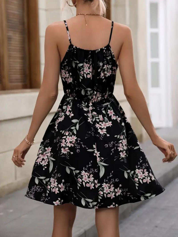 Blommig Klänning - Mini - Spaghettiband - Sommarklänning - Sundress