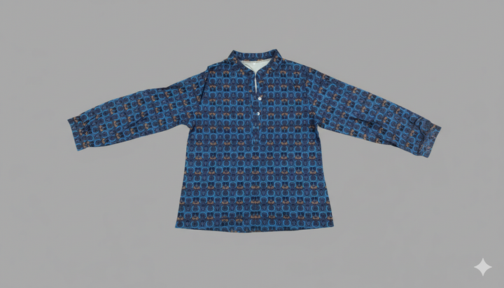 Blus - Långärmad V-Neckad Vintage-Blus för Kvinnor