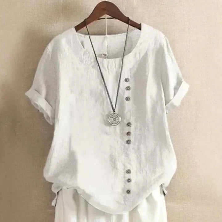 Blus för kvinnor - Löst sittande - Kortärmad - Överdimensionerad blus - Sommartoppar för damer