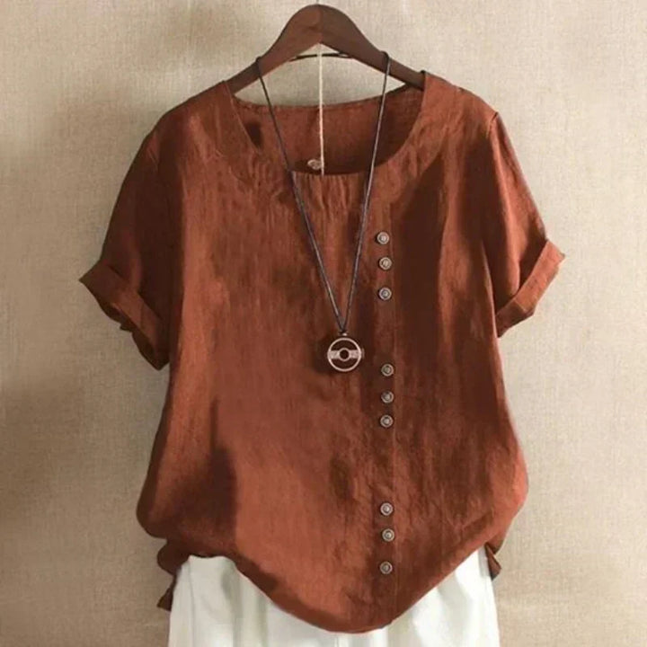 Blus för kvinnor - Löst sittande - Kortärmad - Överdimensionerad blus - Sommartoppar för damer
