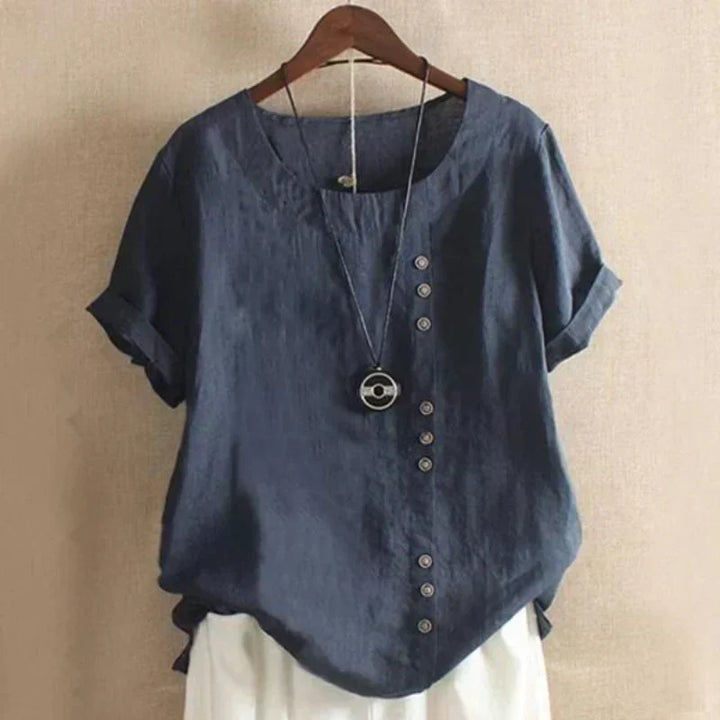 Blus för kvinnor - Löst sittande - Kortärmad - Överdimensionerad blus - Sommartoppar för damer