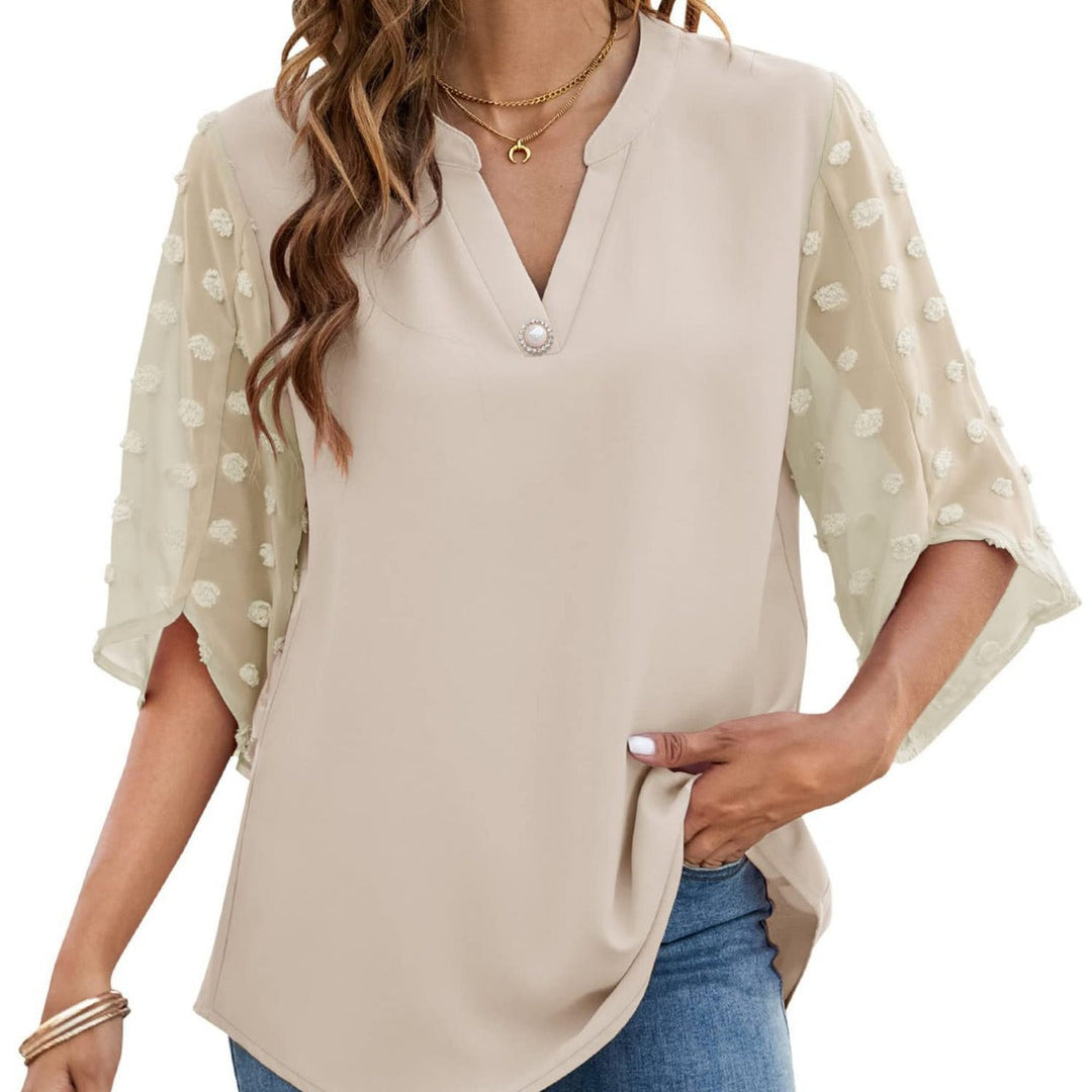 Camicetta - Maniche trasparenti - Vestibilità ampia - Top a maniche lunghe - Abbigliamento donna