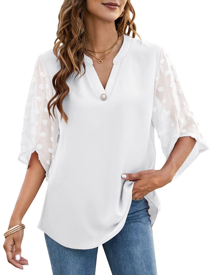 Camicetta - Maniche trasparenti - Vestibilità ampia - Top a maniche lunghe - Abbigliamento donna