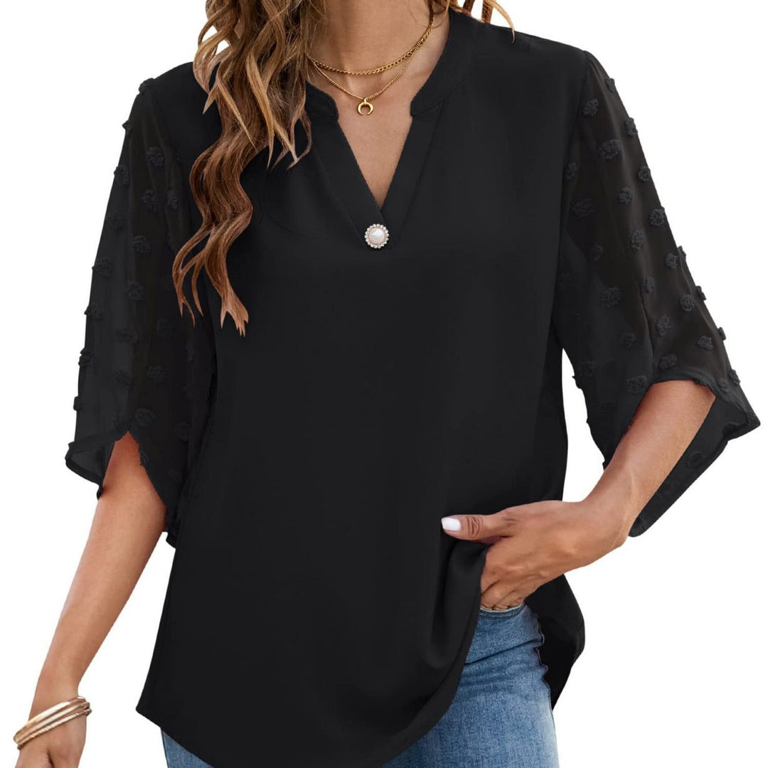 Camicetta - Maniche trasparenti - Vestibilità ampia - Top a maniche lunghe - Abbigliamento donna