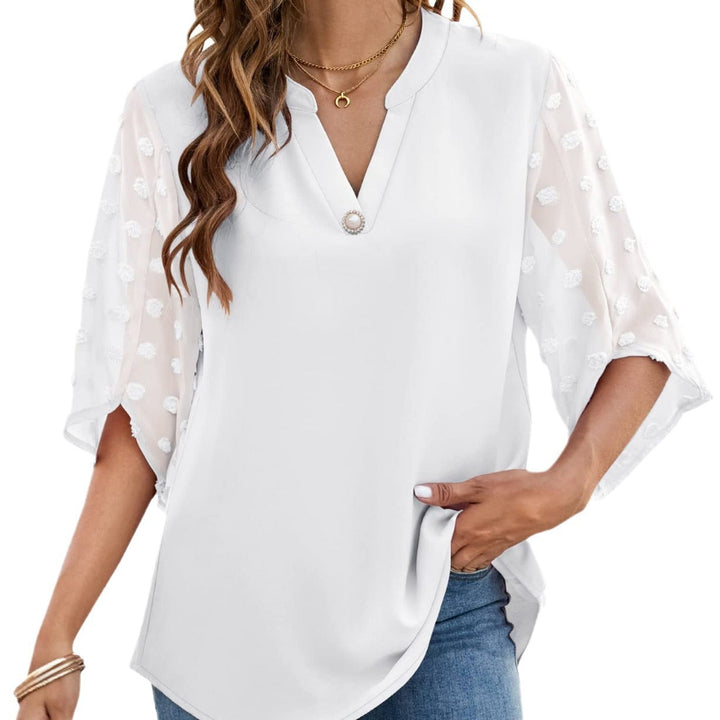 Camicetta - Maniche trasparenti - Vestibilità ampia - Top a maniche lunghe - Abbigliamento donna