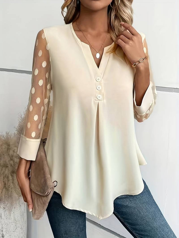 Camicetta - Maniche trasparenti - Vestibilità ampia - Top a maniche lunghe - Abbigliamento donna