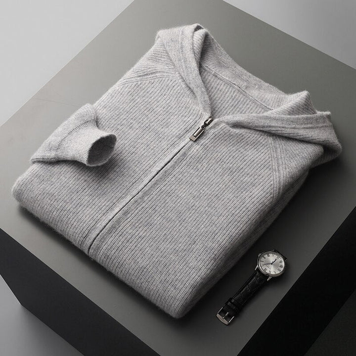 Cardigan med dragkedja | Zip-Up | Hooded | Knit Zip Hoodie | Cardigan för män