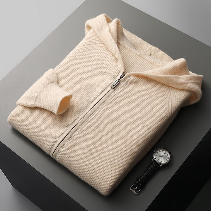 Cardigan med dragkedja | Zip-Up | Hooded | Knit Zip Hoodie | Cardigan för män