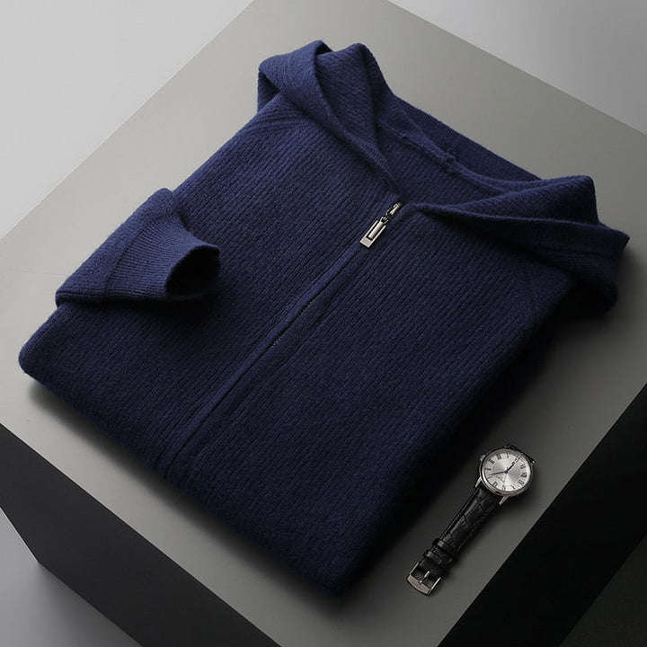 Cardigan med dragkedja | Zip-Up | Hooded | Knit Zip Hoodie | Cardigan för män