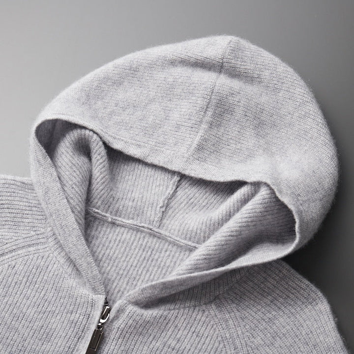 Cardigan med dragkedja | Zip-Up | Hooded | Knit Zip Hoodie | Cardigan för män