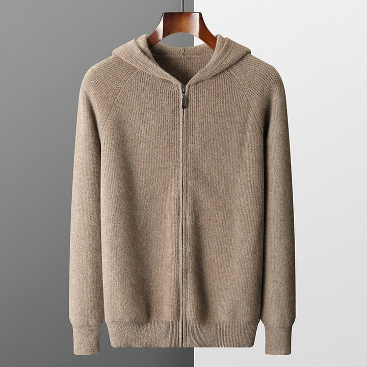 Cardigan med dragkedja | Zip-Up | Hooded | Knit Zip Hoodie | Cardigan för män