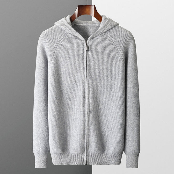 Cardigan med dragkedja | Zip-Up | Hooded | Knit Zip Hoodie | Cardigan för män